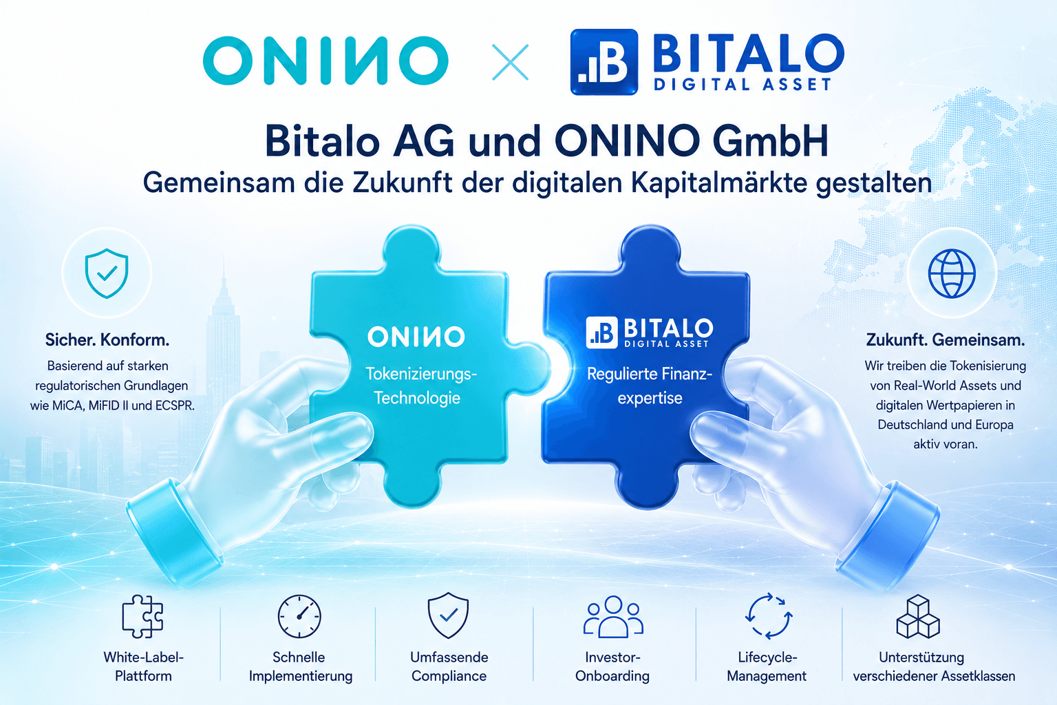 Bitalo AG und ONINO GmbH treiben gemeinsam die Tokenisierung digitaler Kapitalmärkte voran
