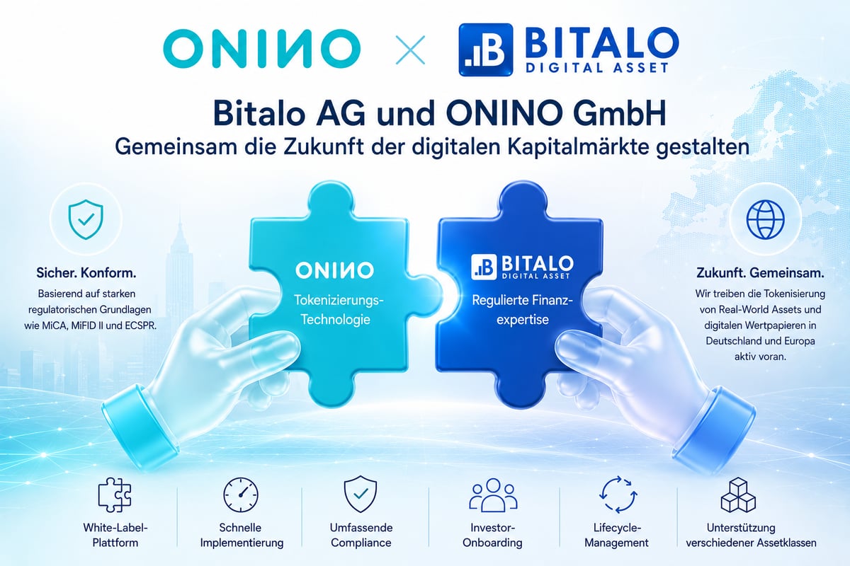 Bitalo AG und ONINO GmbH treiben gemeinsam die Tokenisierung digitaler Kapitalmärkte voran